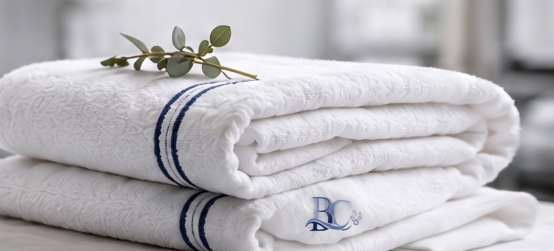 Toallas dobladas con bordado Blanco Capital